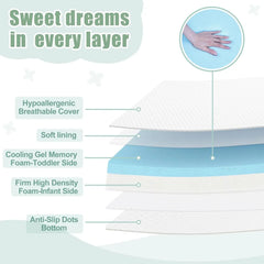 Pack and Play Mattress Pad,Dual-Sided Memory Foam Pack Mattresses,Portable Crib Mattress for Pack with Washable Removable Cover