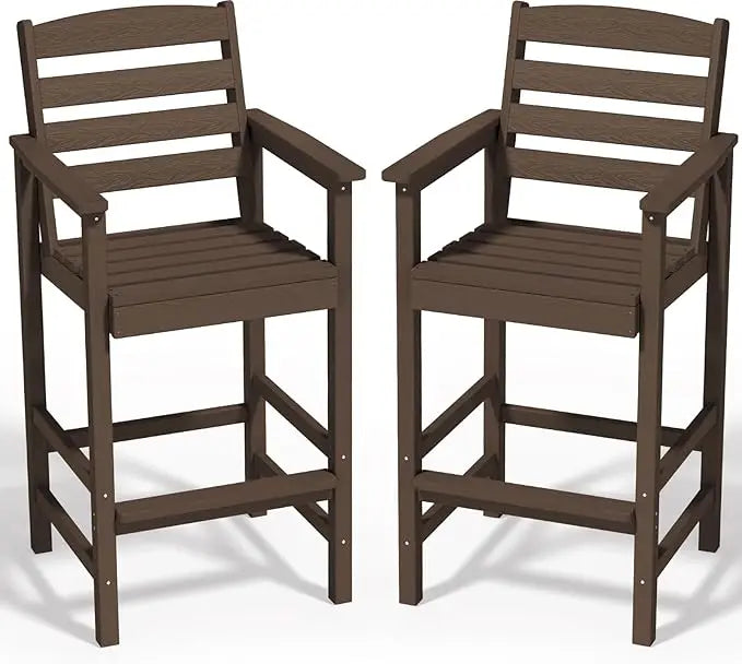 Tall Adirondack Chairs Set of 2, Balcony Adirondack Chairs Set, Outdoor Bar Height Barstools Chair Set  Bistro Poolside, Garden