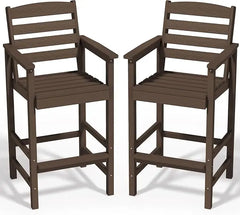 Tall Adirondack Chairs Set of 2, Balcony Adirondack Chairs Set, Outdoor Bar Height Barstools Chair Set  Bistro Poolside, Garden