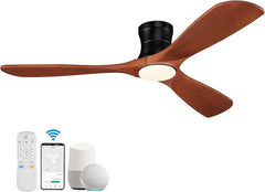 52 "Smart Low Profile ceiling Fans with Lights Remote,Quiet DC Motor,Outdoor Indoor Flush Mount Fan,Control WIFIAle