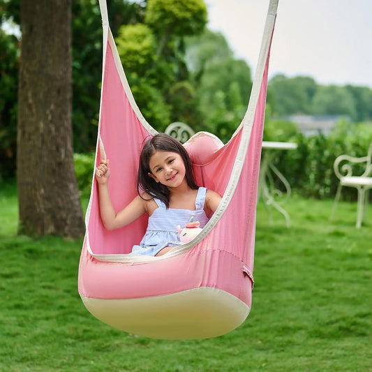 Upgraded Kids Hanging Pod Swing Chair with Inflatable Cushion, Child Hanging Hammock for Indoor and Outdoor