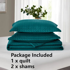 White Quilt Set Queen Size, Lightweight Bedspread Ultrasonic Chevron Pattern Light Coverlet for All Season Comforter Bedding