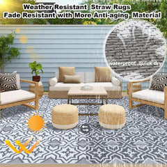Outdoor Rug,Outdoor Plastic Straw Rug,Outdoor Rugs 9x12 for Patios Clearance Waterproof Patio Rug, Camping Rugs for Outside