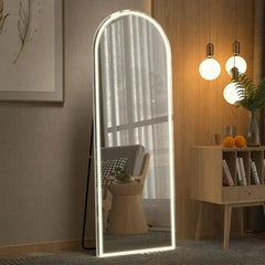Full Length Mirrors with LED Lights, Arched Lighted Mirror, Free Standing Floor Mirrors, 63 "X 20"