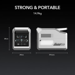 Vigorpool 230 V/1200 W (Peak 2400W) Portable Power Station Solar Generator 1280 Wh LiFePO4 Battery for Emergency Backup