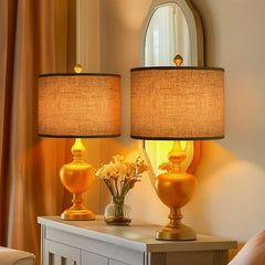 Large Lampshades Set of 2 Drum Lamp Shades 15" Top X 15" Bottom X 12" High, Large Lamp Shade Spider Fitter Brown Lampshades