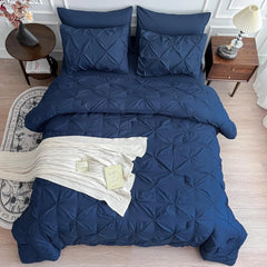 Maple&Stone California King Comforter Set, 7 Pieces Cal King Bed Set, Pinch Pleat Bed in a Bag Bedding Set with Comforter, Sheet