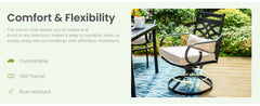 7 Pcs Patio Dining Sets, Outdoor Table Chair Set for 6 with Swivel Chairs and Steel Round Table, Outdoor Dining Furniture