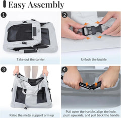 Cat Carrier for 2 Cats, Collapsible Soft Sided Pet XL Crate for Large Mudium Car Travel Portable Bag for Long Trips Ride