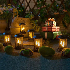 Outdoor Solar Candle Light, Flashing Decorative Lantern, Post Light, Waterproof, 6-Piece