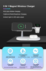 3 in 1 Magnetic Wireless Charger For iPhone 16 15 14 13 12 Fast Charging Station for Apple Watch 10 9 8 7 6 5 4 Airpods 2 3 Pro