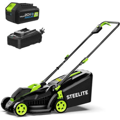 STEELITE Cordless Lawn Mower, 21V 4.0Ah Electric Mower with Brushless Motor, 5-Position Height Adjustment, Lightweight, 8-Gallon