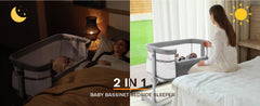 Baby Bassinet Bedside Sleeper,All Mesh Bedside Bassinet for Newborn Infant with Comfy Mattress, 7 Height Adjustable Bedside Crib