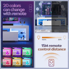 LED Entertainment Center for 60 to 70 Inch TV, Modern TV Console with 2 Drawers, TV Stands for Living Room