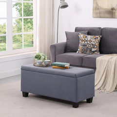 Hinged Storage Ottoman Set of 3, 38'' Living Room Storage Bench with Thick Seating, 2pcs Small Square Dorm Stool