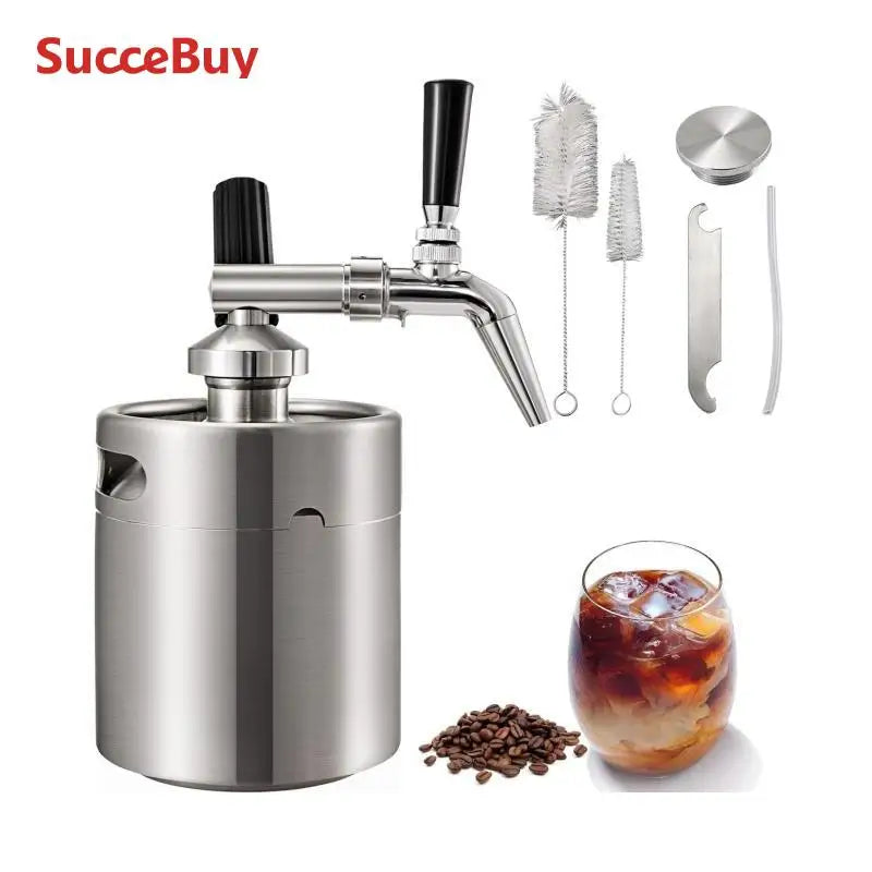 VEVOR 2L Cold Brew Coffee Maker Stainless Steel W/ Convenient Faucet Sanitary Corrosion-Resistant Easy to Carry Outdoors Home