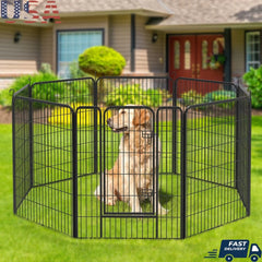 8 Pcs Metal Garden Fence Decorative Barrier Indoor Outdoor Dog Playpen Durable Easy Assembly Animal Enclosure
