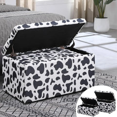 Hinged Storage Ottoman Set of 3, 38'' Living Room Storage Bench with Thick Seating, 2pcs Small Square Dorm Stool