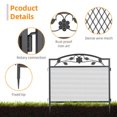 5 Panel Decorative Garden Entry Path Fence Black Metal Garden Dog Animal Barrier Border Outdoor