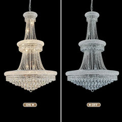 Large Crystal Chandelier Light fixtures -19-Light High Ceiling Hanging Chandeliers,3-Layers Luxury Chandeliers for High Ceilings