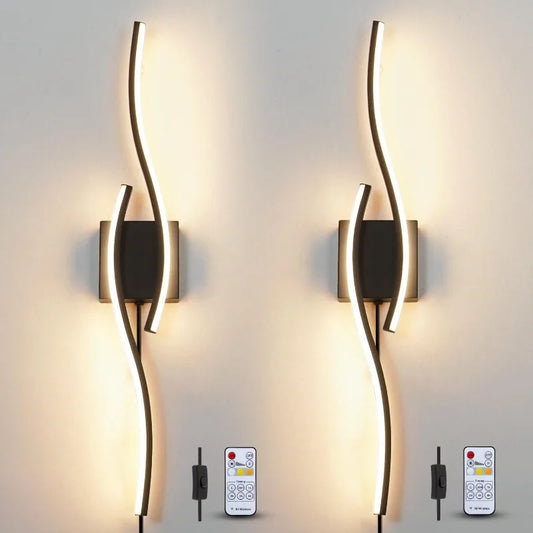 Plug in Wall Sconces Set of 2, Modern Plug in Sconce with Remote, Dimmable LED Wall Light, Wall Lamps with Plug in Cord