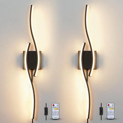 Plug in Wall Sconces Set of 2, Modern Plug in Sconce with Remote, Dimmable LED Wall Light, Wall Lamps with Plug in Cord