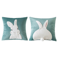 2Pcs Easter Rabbits Throw Pillow Cover 45x45cm Bunny Soft Cushion Case Plush Rabbit Embroidered Pillowcase for Sofa Home Decorat