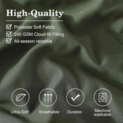 King Size Comforter Set - 7 Pieces Bed in a Bag King, Olive Green Bedding Sets with Comforter, All Seasons Down Duvet Cover Sets
