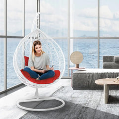 Chair with Support Frame, Hammock Chair Swing Wicker Plastic for Indoor, Outdoor, Garden, Backyard & Patio, Hammocks