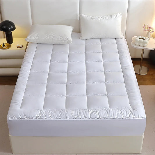 1 Pc Twin Full Queen King 350gsm White Quilted Thin Mattress Pad With 43cm Bed Skirt Protector Cover