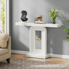 Modern Console Table, Narrow Sofa Entryway Table with Pendulum Shape Base, Contemporary Wood Accent Table