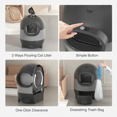 Self-Cleaning Cat Litter Box, Automatic Cat Litter Box 2.4G WiFi with APP Control, Cats LitterBox Self Cleaning, Black
