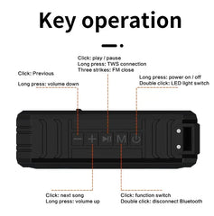STONEGO Portable Bluetooth Speaker Wireless Flash Light Speaker TWS Bass Stereo IPX7 Waterproof Loudspeaker FM 12H Playtime