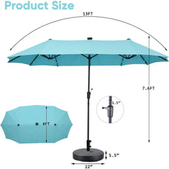 13Ft Large Patio Umbrella With Base Outdoor Double-Sided Market Extra Large Table Umbrella Outdoor Patio Easy Crank for Yard