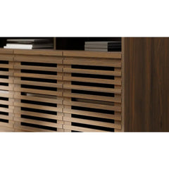 Buffet Sideboard Cabinet Modern Storage Cabinet with Louvered Door and Adjustable Shelf for Kitchen, Coffee Bar, Living Room