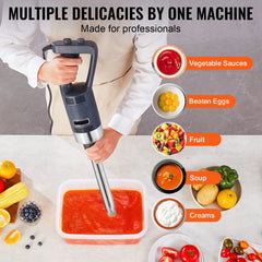 SucceBuy Commercial Immersion Blender 500W 16inch Stepless Variable Speed Multi-Purpose for Soup Sauces Mashed Potatoes Cream