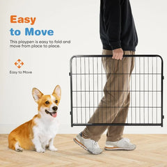 Dog Playpen Indoor - Pet Fence Puppy Exercise Pen for Yard Gate 8 Panel 24” Height Heavy Duty Crates