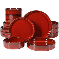 Oprah's Favorite Things - Santorini Mist Double Bowl Terracotta Reactive Glaze Plates and Bowls Dinnerware Set - Amber