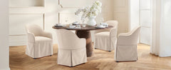 Wooden Dining Chairs Set of 6 Modern Fabric Upholstered Dining Room Chair Farmhouse Kitchen Side Chairs with Foot Pegs