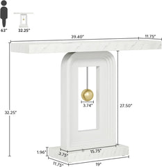 Modern Console Table, Narrow Sofa Entryway Table with Pendulum Shape Base, Contemporary Wood Accent Table
