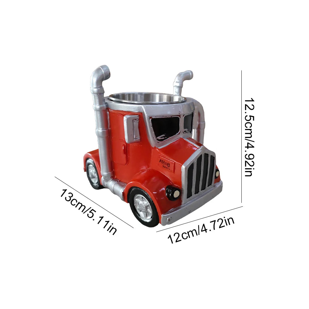 200-250ml Funny Semi-Truck Coffee Mugs Stainless Steel Drinkware Cups Handcrafted Water Bottle Resin Beer Mug for Novelty Gift