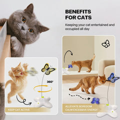 Cat Toy Flutter Bug Interactive Electronic Cat Stimulating Toy Interactive Butterfly Flutter Bug Cat Automatic Toys