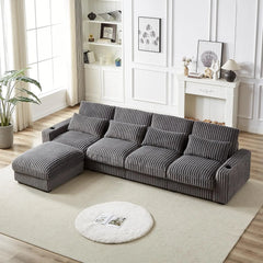 128'' Oversized L-Shaped Modular Sectional Sofa with Cup Holders & Charging Port