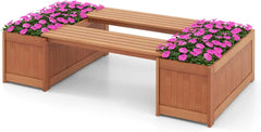 Outdoor Bench  Wood Raised Garden Bed with Open Base, Weather-Resistant Deep Planter Boxes for Flowers Fruit Vegetable