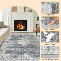 8x10 Area Rug,Rugs for Living Room,Washable Rug for Bedroom,Foldable Thin Rug,Rugs for Bathroom Entryway,Indoor Floor Rug