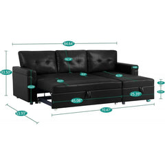 Sleeper Sectional Sofa with Convertible Sofa Bed & Storage Chaise