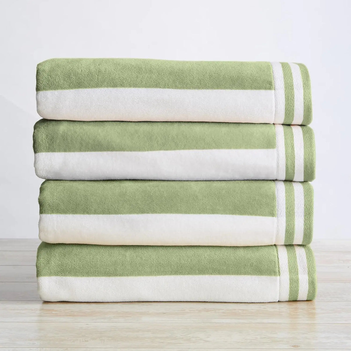 100% Cotton Velour 4 Pack Oversized Beach Towels Cabana Stripe Pool Towels - Quick Dry, Large Swim Towels for Adults and Kids