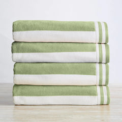 100% Cotton Velour 4 Pack Oversized Beach Towels Cabana Stripe Pool Towels - Quick Dry, Large Swim Towels for Adults and Kids