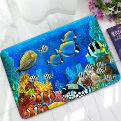 Beach Waves Pattern Home Rubber Doormat Outdoor Anti-slip Bathroom Mats Bedroom Carpets Bedside Mat Kitchen Area Rug Small rug