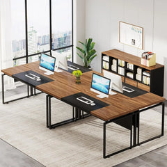 Conference Table with Splicing Board, Meeting Tables for Home Office, Business Training Seminar Table with Stylish Metal Legs